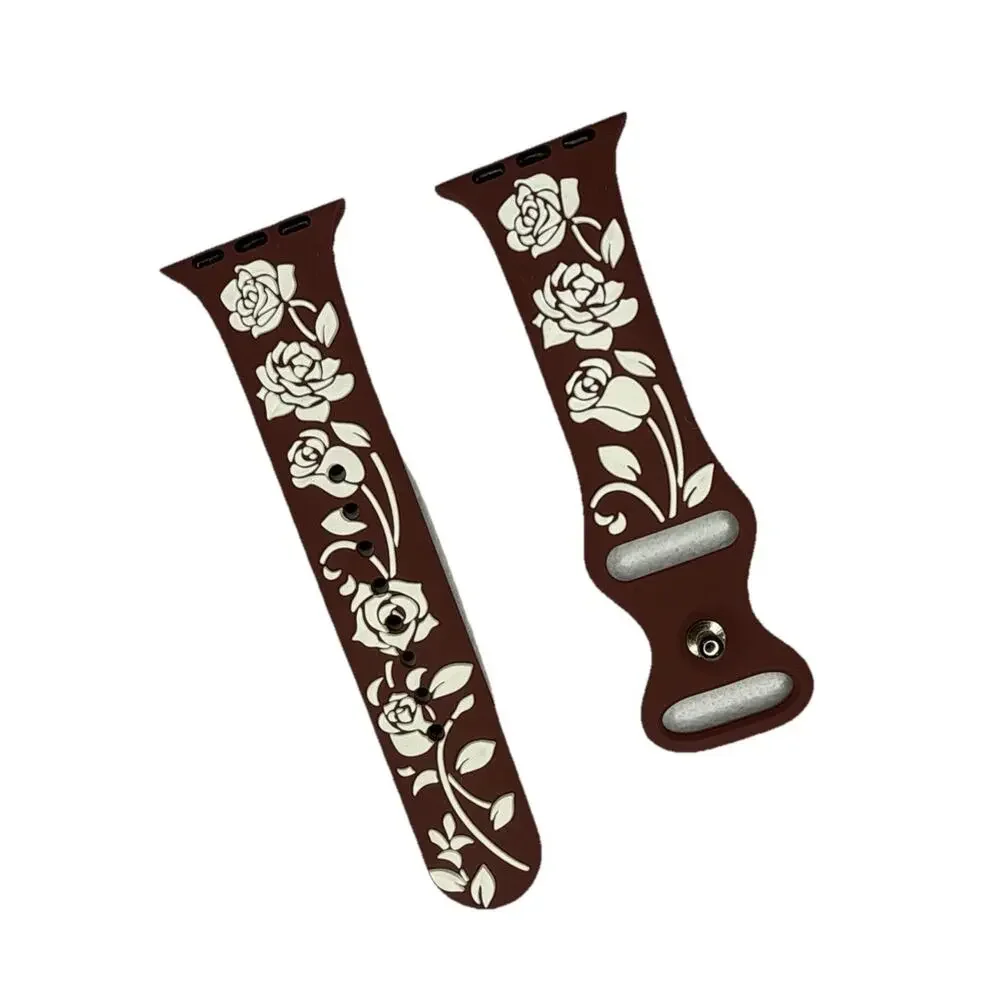 Floral Engraved Band Compatible with Apple Watch 42/44/45/49mm